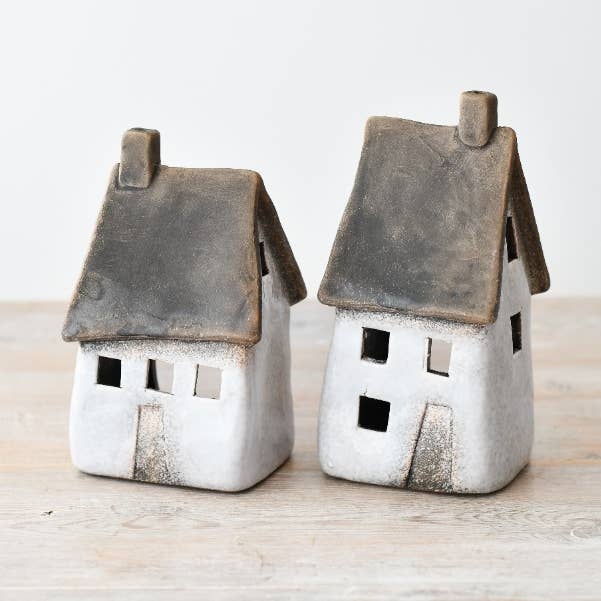 2A Speckled White Windlight House Deco, 17.3cm for wholesale by Gainsborough Giftware x Portland Living