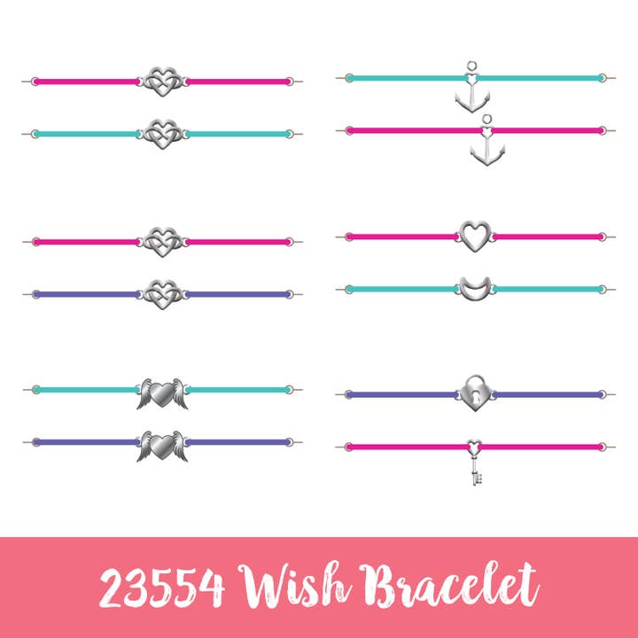 Novelty Closeout - Wholesale Charm/Dangle Bracelet - Wish Bracelet with Charm Assortment- 6/Pack