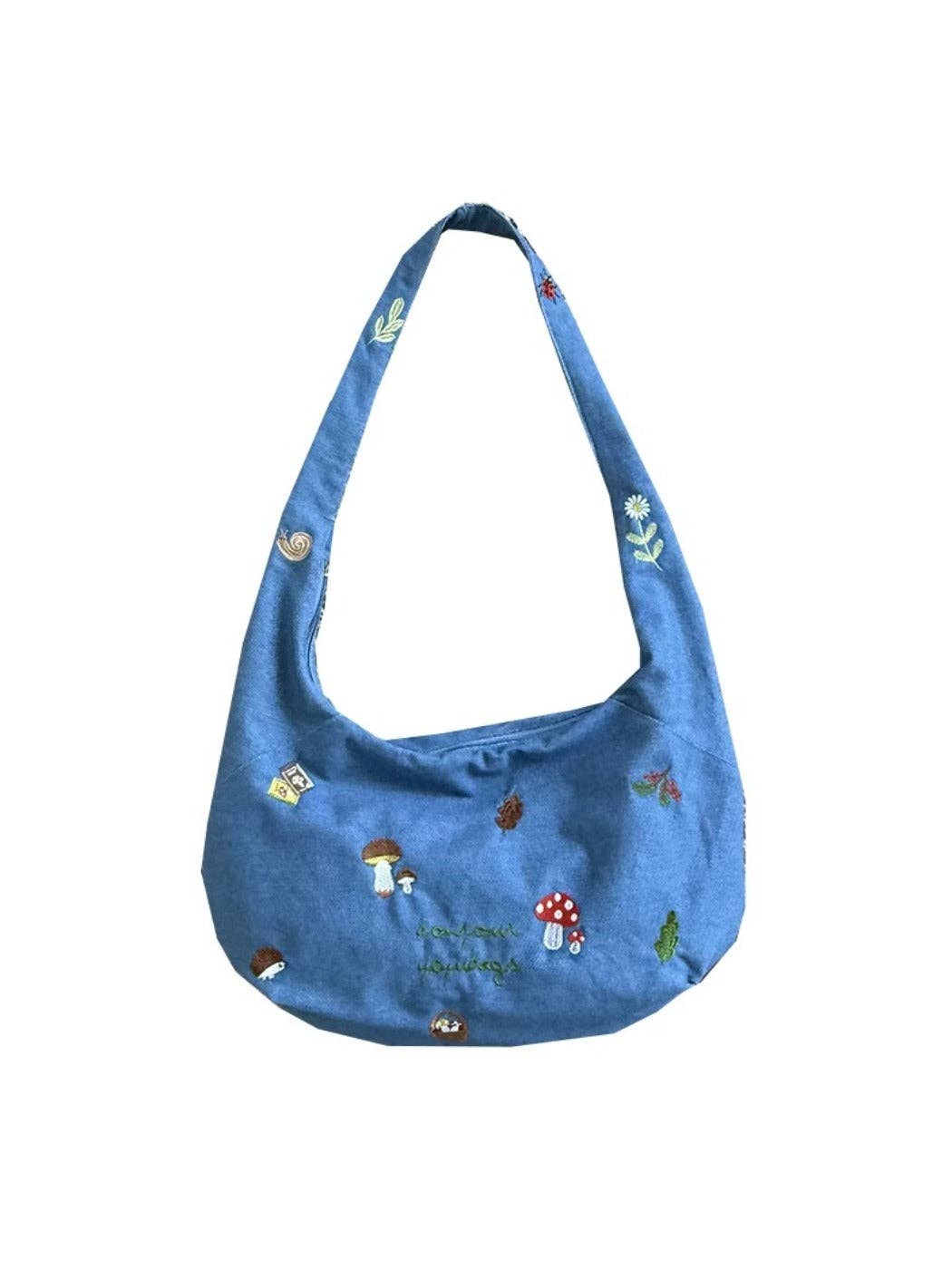 Funkyrel® Atzbranding Limited - Wholesale Shoulder Bag - Women's - Cosbai – Embroidered Denim Shoulder Tote Bag0