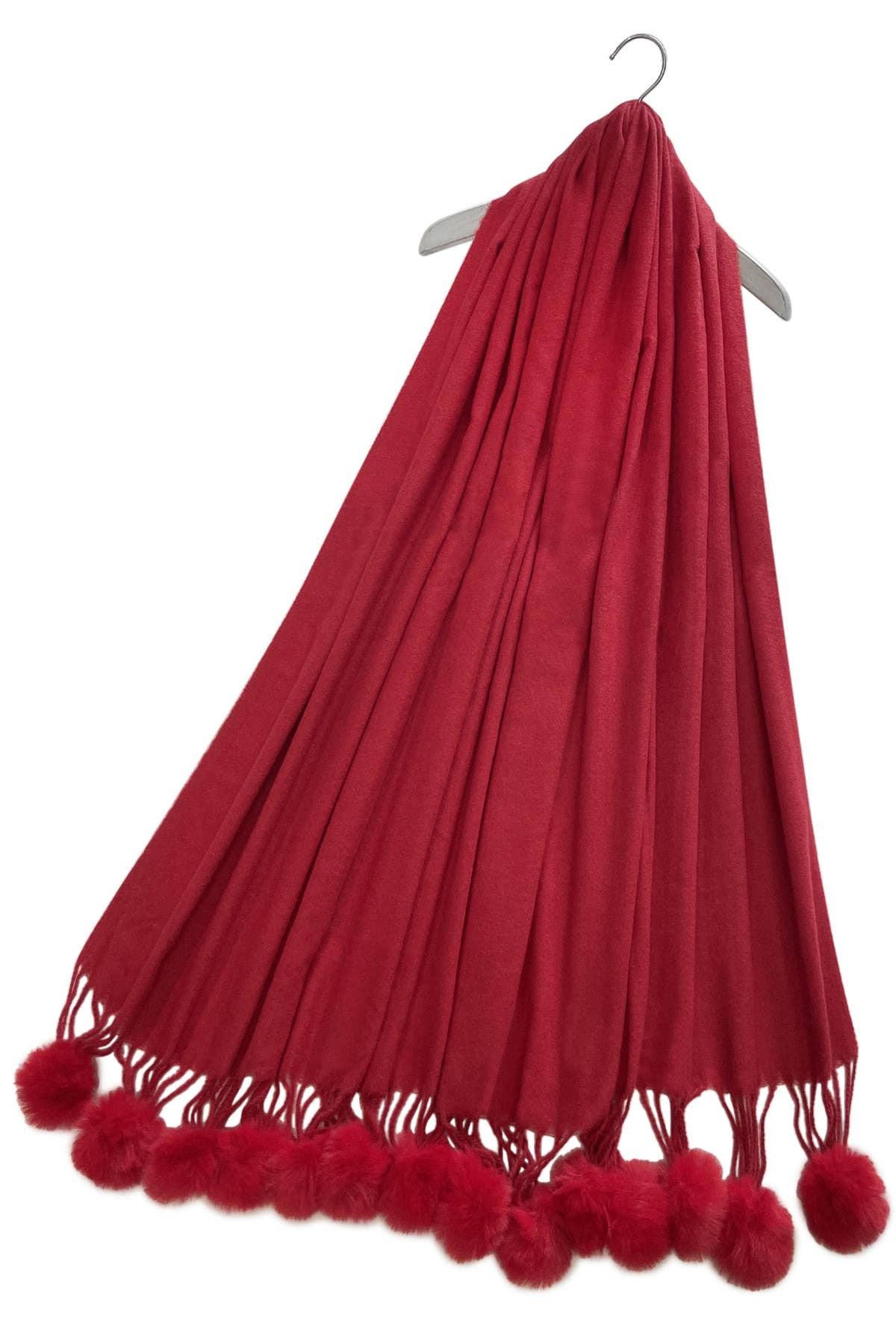 Fashion Scarf World – wholesale Scarf – Women's – Plain Wool Pom Pom Scarf41