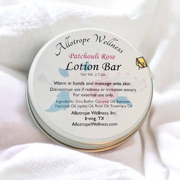Allotrope Wellness, Inc. - Wholesale Solid Lotion - Patchouli Rose Shea Butter Lotion Bar2
