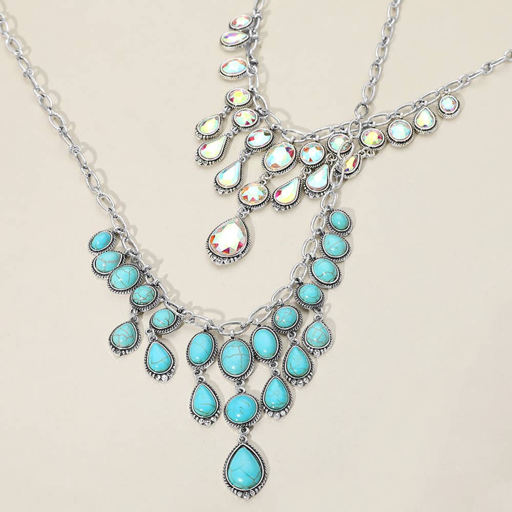 Sensibling Corp. - Wholesale Pendant/Charm Necklace - Antique Metal Western Stone Chandelier Necklace
3