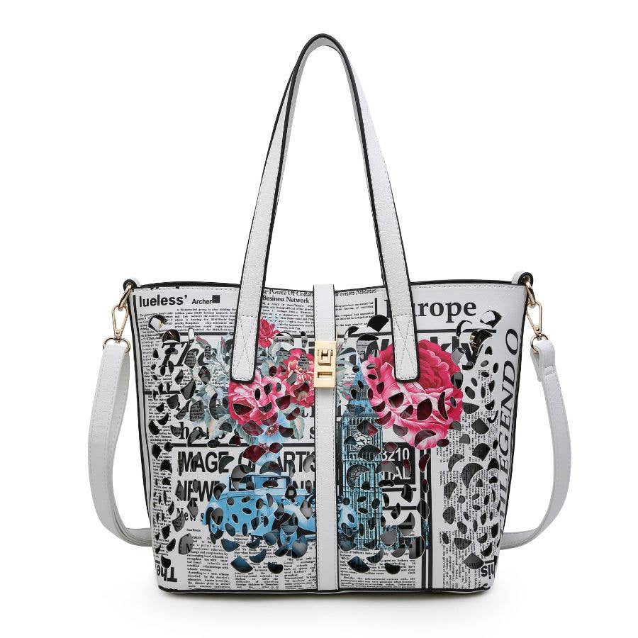 Papaya Fashion Ltd - Venta al por mayor Bolsa de asa- Mujer - Bolso de mano W1342 (YS1342) 2 en 1 cortado con láser con cierre abatible12