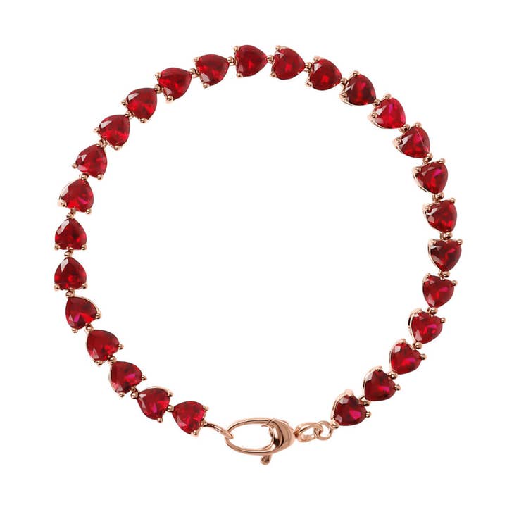 Tennisarmband mit würfelförmigen Zirkonia-Herzen für den Großhandel von Bronzallure