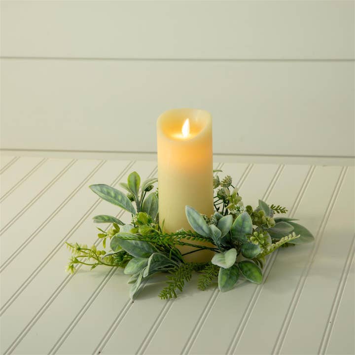 Audrey's Home & Gift - Wholesale Wreath - Candle Ring - Lambs Ear And Mixed Greens (Pk/06)