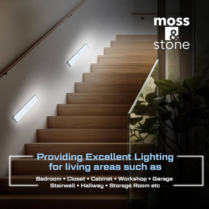 Moss & Stone - Wholesale Night light - 3 Pack Motion Sensor Under Counter Lights, Wireless USB Rechargeable Kitchen Night Lights 24-LED, Magnetic Self-Adhesive for Cabinet Lighting & Cupboard Motion Activated Night Light Bar6