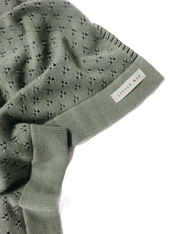 Little Mae and Co - Wholesale Bedding Blanket - Kids & Baby - Mint Pointelle Knit Blanket7
