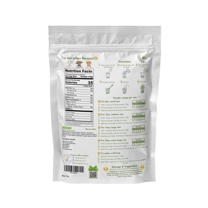 Sky Boba – Mistura de bebidas por atacado – Keo Matcha Milk Tea Bulk (100 porções por saco)1