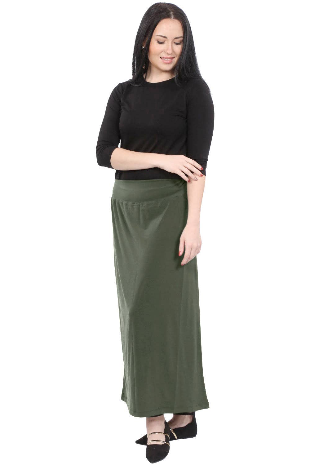 Kosher Casual – wholesale Skirt – Women’s – Classic Maxi Length Modest Stretch Pencil Skirt with Subtle Sheen1