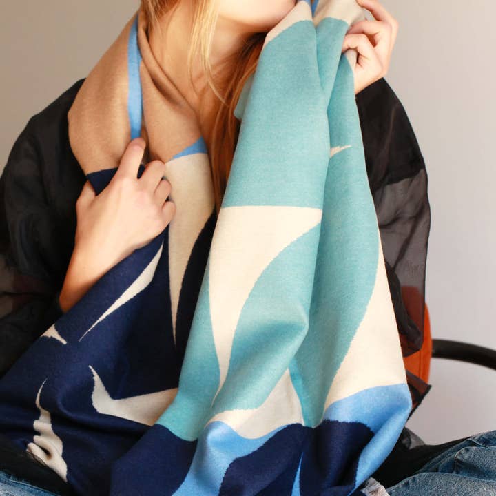 70's Geometric Modern Repeat Cotton Blend Scarf for wholesale by Studio Hop