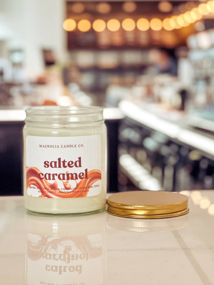 Salted Caramel - Fall/ Autumn Candle - Clear Jar 8oz for wholesale by Magnolia Candle Company