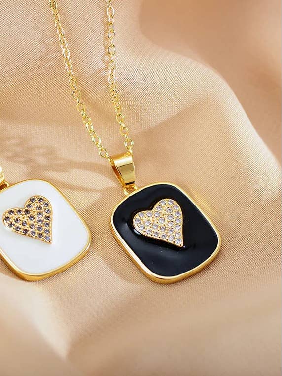 Square Enamel W Heart for wholesale by Nette Road Wholesale