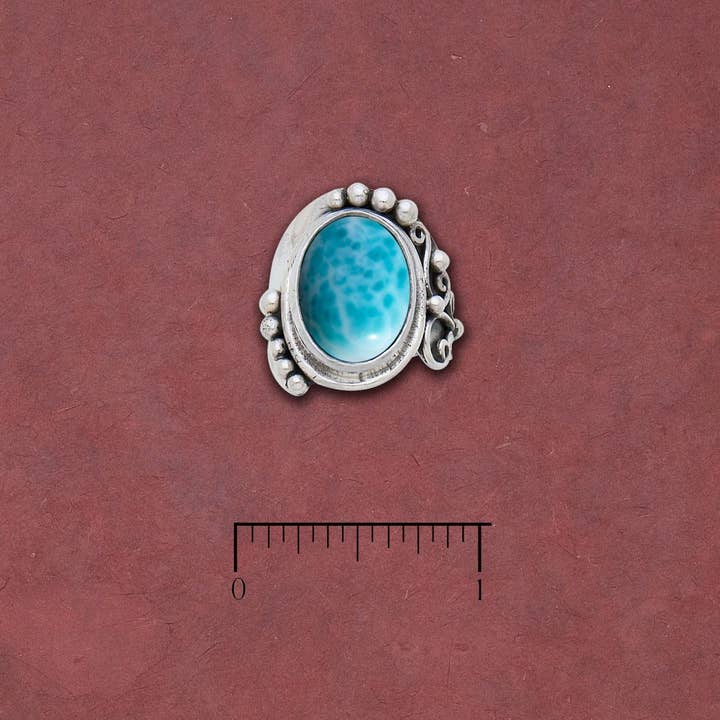 Anillo Larimar con perlas de plata de The Bezel para venta al por mayor de Tidepool