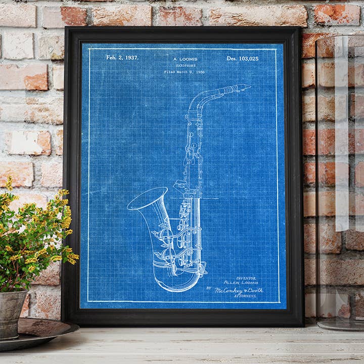 Fresh Prints of CT - Wholesale Art Print - Saxophone Artwork Patent Art Print - Music5