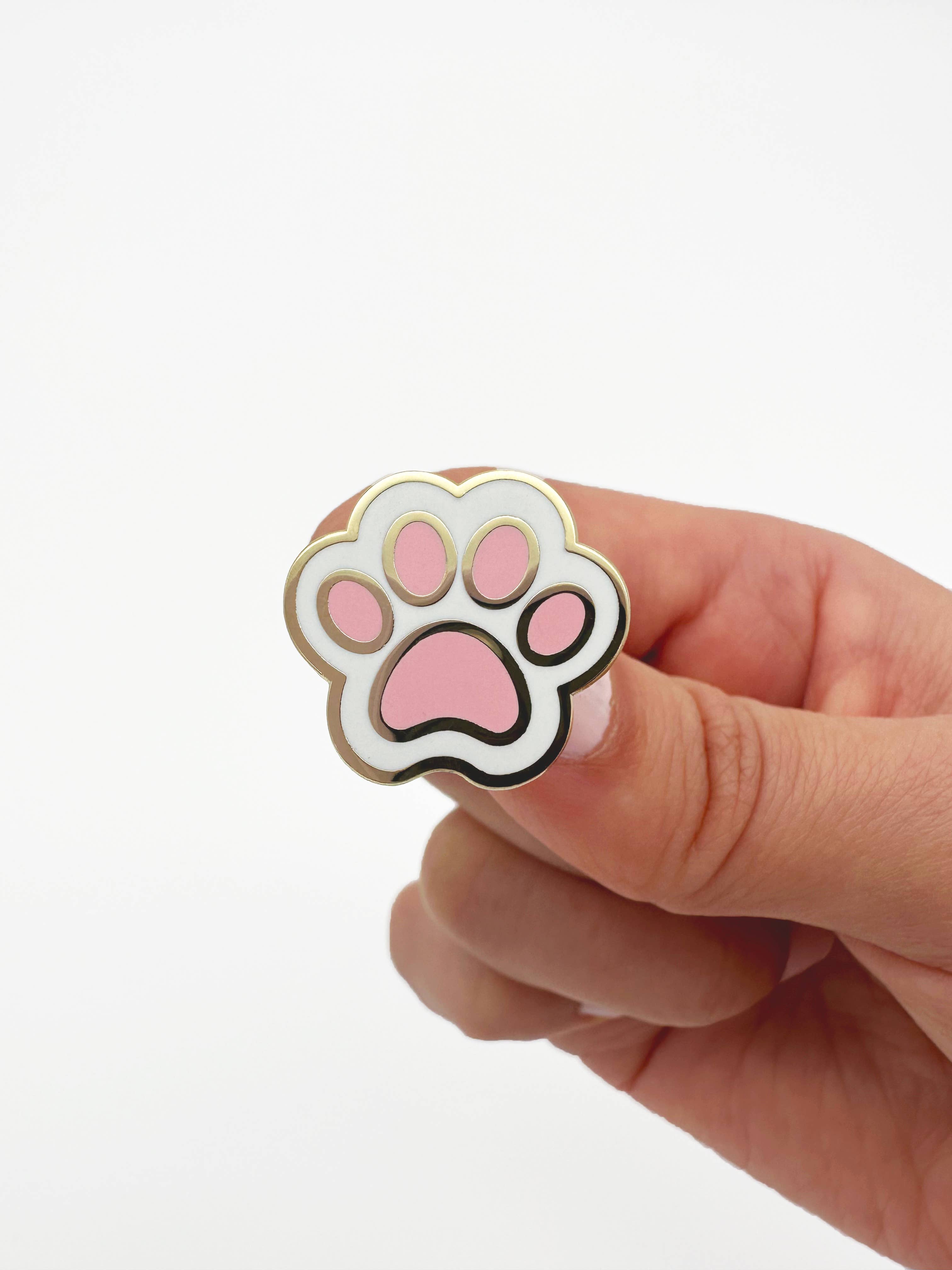 Tickle Me Lavender - Wholesale Lapel Pin/Button - White Paw Print Enamel Pin