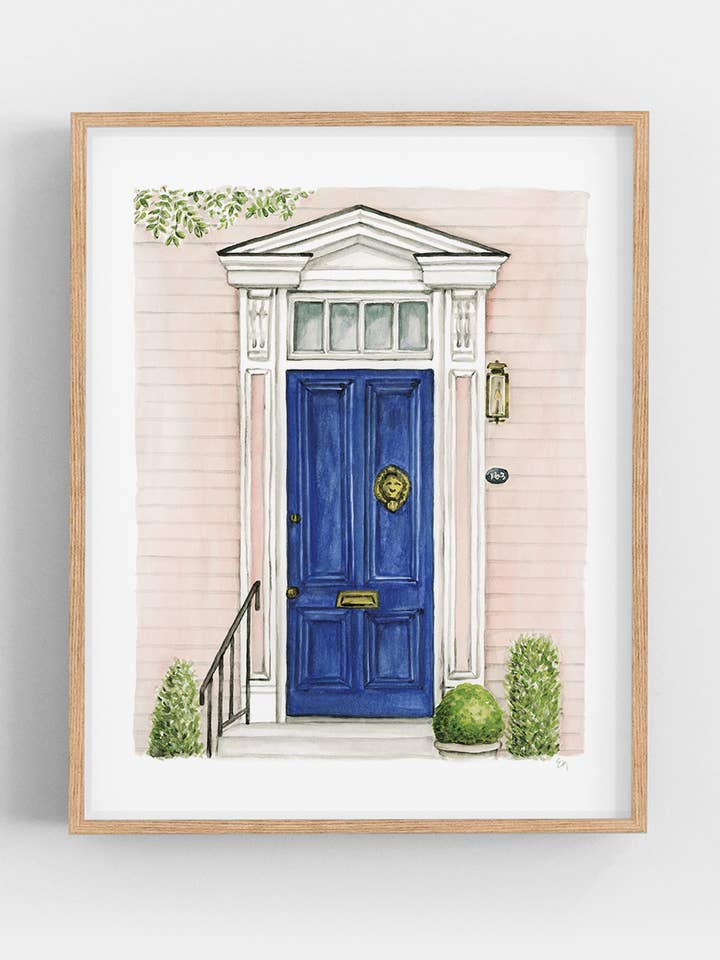 Front Door Watercolor Print: The Royal Blue Door for wholesale by Texture Design Co
