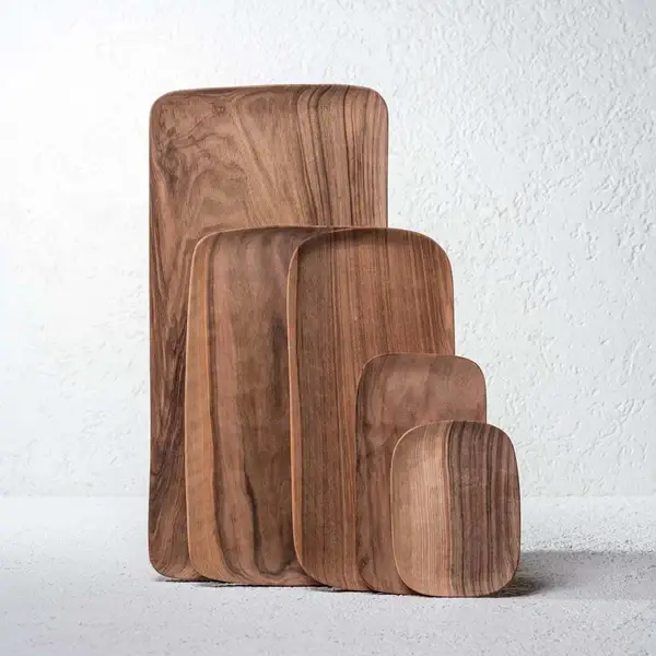 High crafty – wholesale Serving tray – Hand-Carved Moroccan Walnut Wood Tray – Natural Wooden Servi0