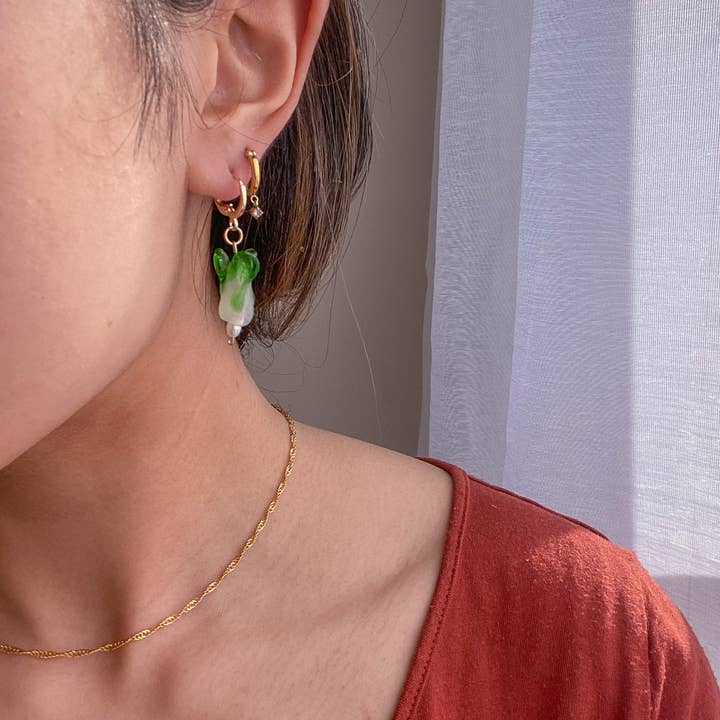 Lotus Haus Studio - Wholesale Huggie Earrings - Bok Choy Huggies4