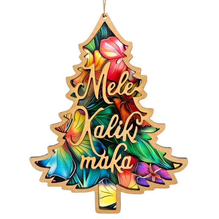 Art by Sharell - Wholesale Ornament - Mele Kalikimaka Hawaiian Ornament