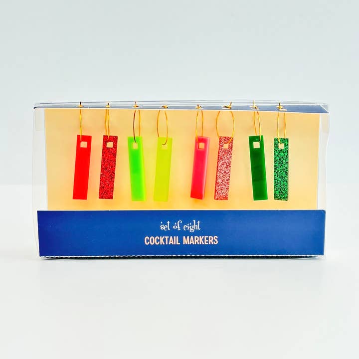 Jolly Holiday Brights Acrylic Christmas Cocktail Marker Wine for wholesale by Mod Lounge Paper Company