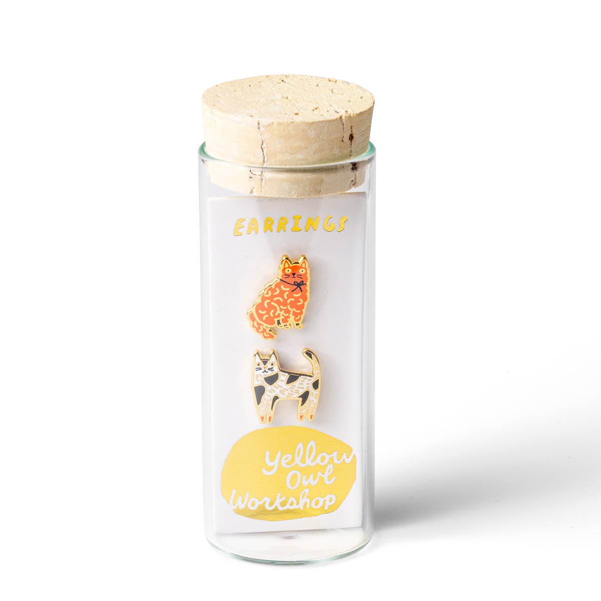 Yellow Owl Workshop - Vente Clous d'oreille - Boucles d’oreilles chat - Puces dorées originales1