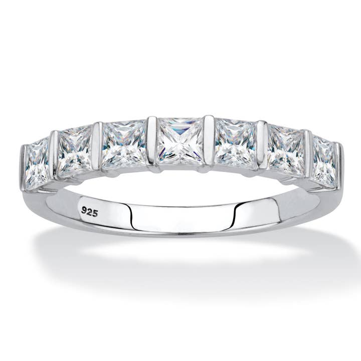 Princess-Cut Cubic Zirconia Channel-Set Platinum Ring for wholesale by PalmBeach Jewelry