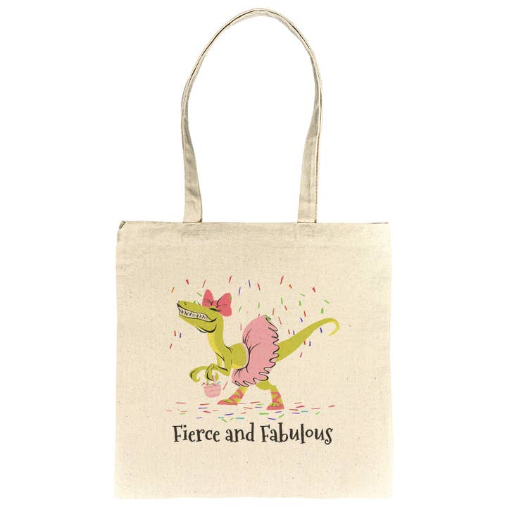 Fierce and Fabulous Dinosaur Tote Bag - Recycled Material for wholesale by DinoDreams.co