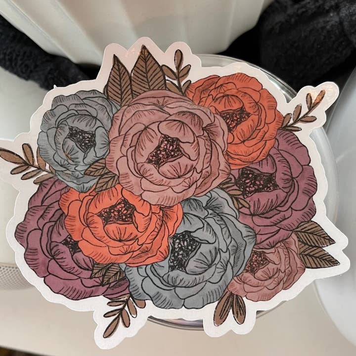 Autumn Florals Waterproof Sticker for wholesale by Kaleidoscope Designs