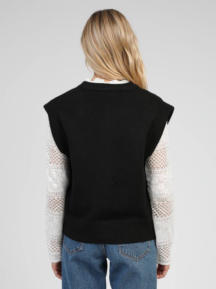 An'ge - Wholesale Outerwear Vest - Women's - NOLWEN SLEEVELESS CARDIGAN black3