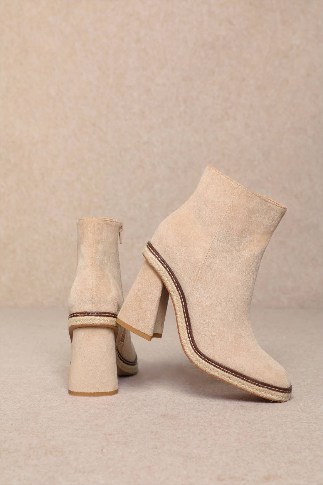 CCOCCI - Wholesale Booties - Women's - SHELBY FLARE HEEL FAUX SUEDE LEATHER ANKLE BOOTIES
