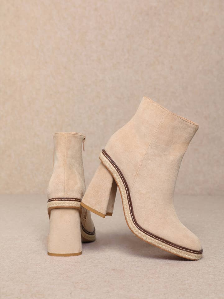 CCOCCI - Wholesale Booties - Women's - SHELBY FLARE HEEL FAUX SUEDE LEATHER ANKLE BOOTIES0