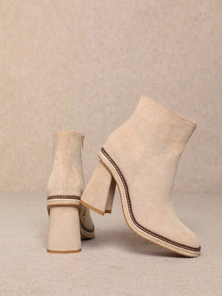 CCOCCI - Wholesale Booties - Women's - SHELBY FLARE HEEL FAUX SUEDE LEATHER ANKLE BOOTIES
