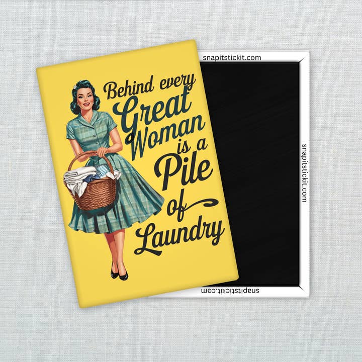 Funny Laundry Magnet – Funny Sarcastic Retro Housewife Magnet for wholesale by Snap It Stick It