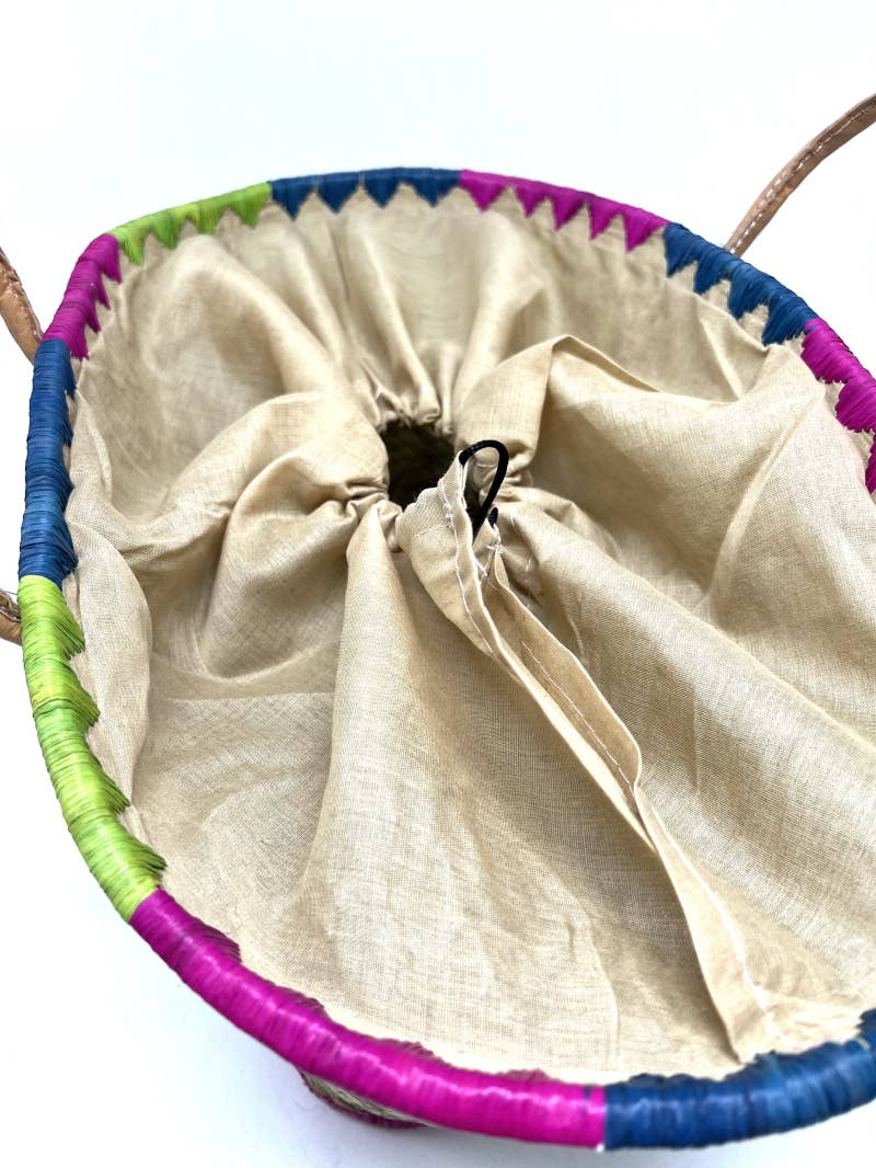 LINETA - Vente Sac de plage - panier de Madagascar avec pochon WAX6
