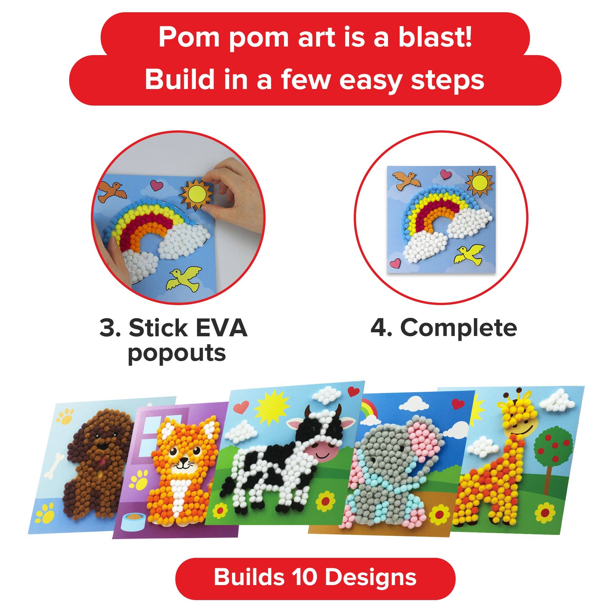 AYK Brand – wholesale DIY craft kit – Child – DIY Pom Pom Art - 10pcs ( Set 4)3