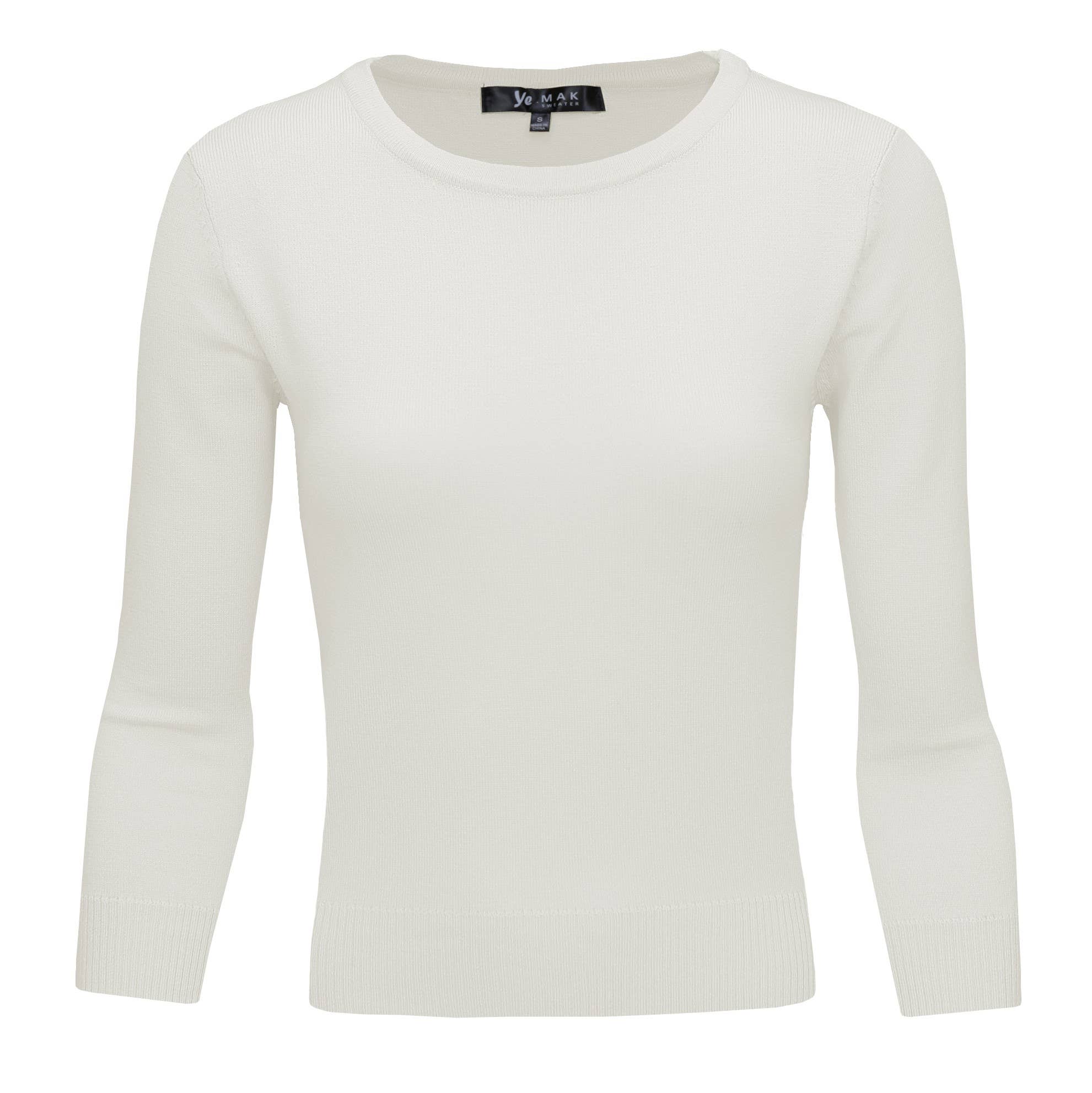 Mak - Wholesale Knit Top - Women's - 3/4 Sleeve Crewneck Soft Lightweight Basic Knit Top MK36361