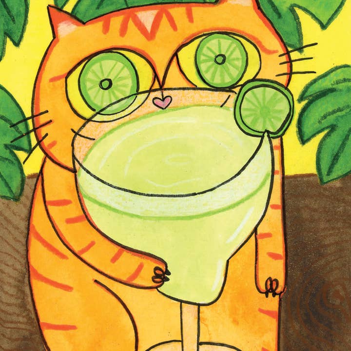 Meowgarita Time Spiral Blank Notebook for wholesale by Nicky Serrano Art