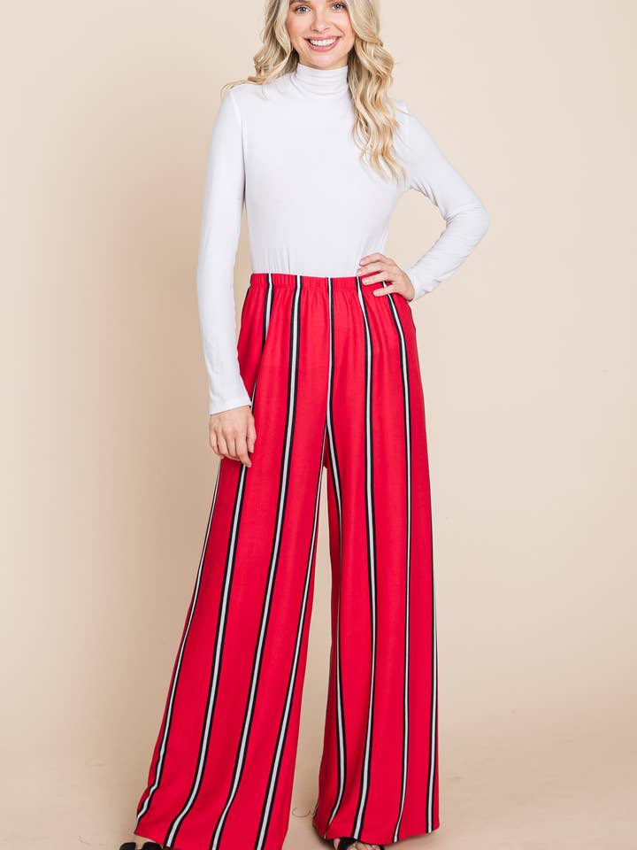 ETP-763 Striped Wide Leg Pants for wholesale by Emerald Collection