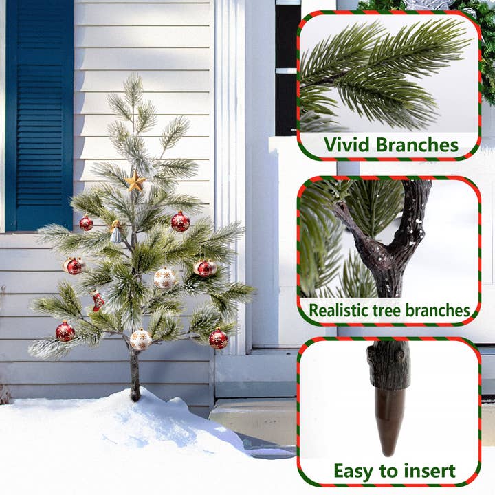 Grand Verde - Wholesale Artificial Christmas Tree - 38” Flocked Christmas Artificial Trees, 2pcs4