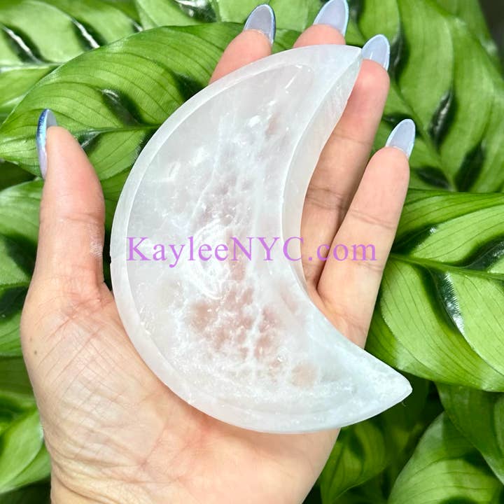 KayleeNYC - Wholesale Spiritual Stone/Crystal - Natural Selenite aka Satin Spar Moon Bowls ~10cm6