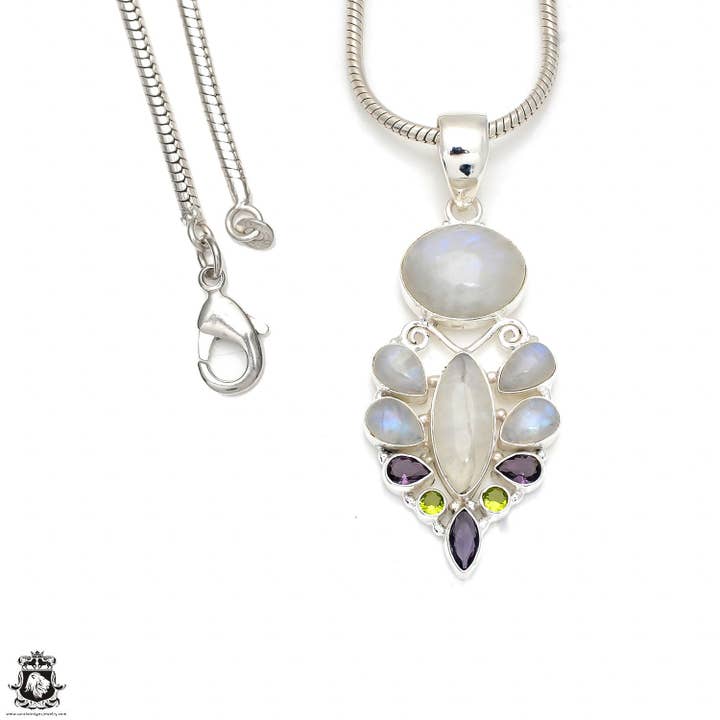 Ciondolo e catena in pietra di luna P8418 per la vendita all'ingrosso da parte di SARAH DESIGNS JEWELRY