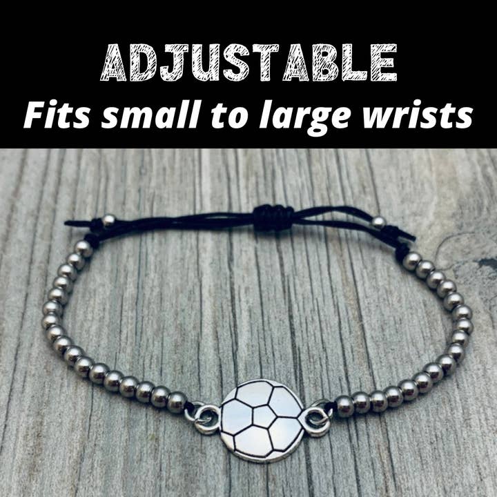 Sportybella - Wholesale Charm/dangle bracelet - Soccer Beaded Charm Adjustable Bracelet3