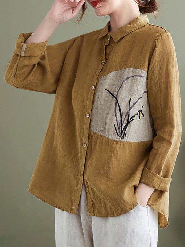 VividLux - Wholesale Overhemd met knopen - Dames - Vintage blouses en hemden met lange mouwen en losse geborduurde tops met reverskraag5