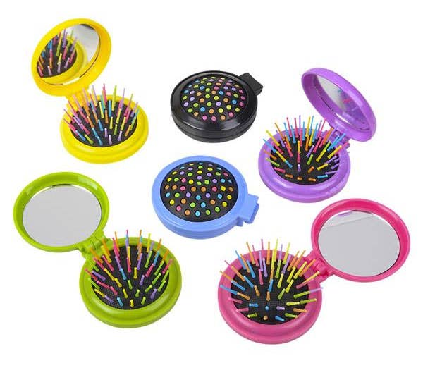 Curious Minds Toys - Vendita all'ingrosso Spazzola/pettine - 1 spazzola per capelli pieghevole compatta con specchio5