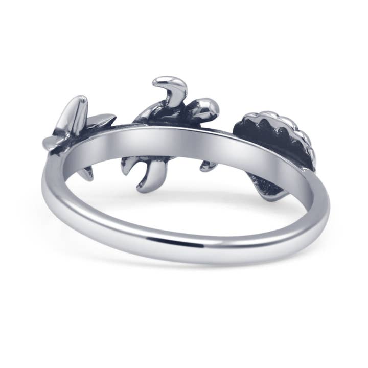 Sterling Silver Oxidized Seashell Turtle & Starfish Ring for wholesale on Faire