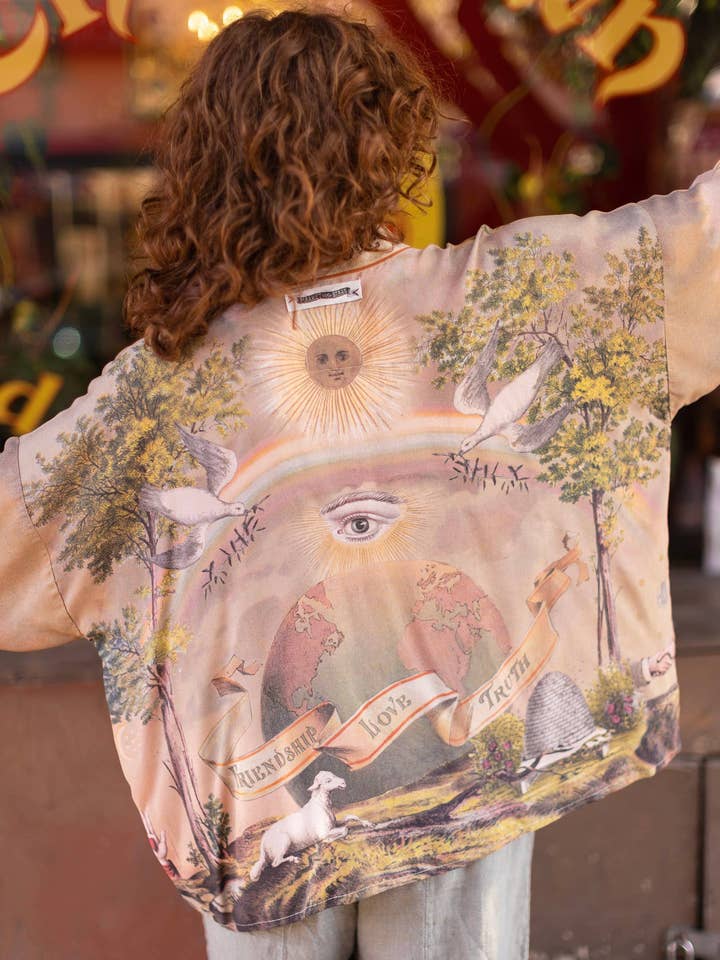 Friendship Love & Truth Vintage Wash Pixie Duster Kimono for wholesale by Market of Stars (Worldwide)