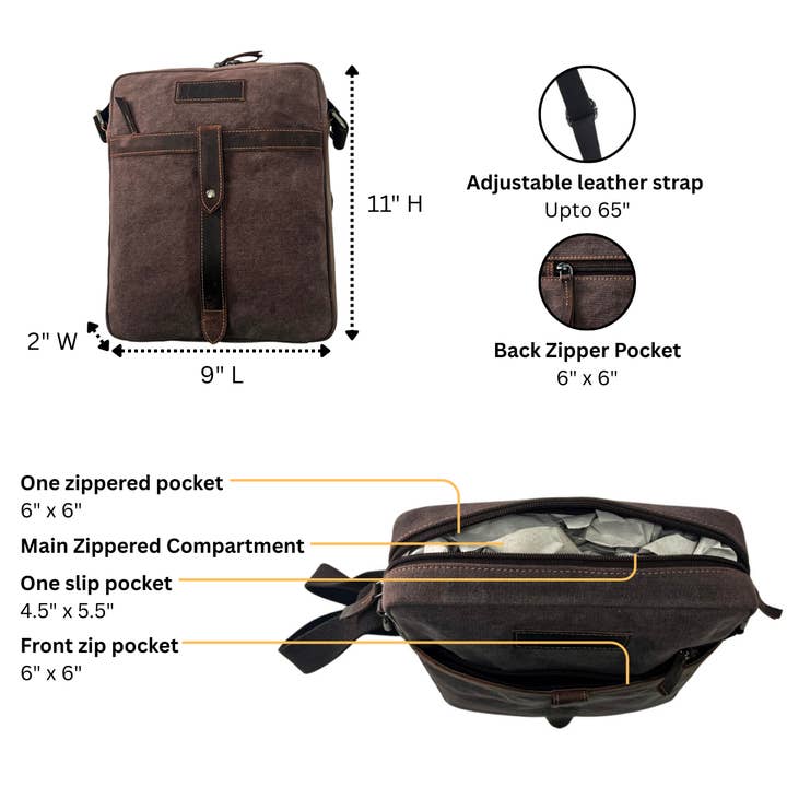 Minori Leather - Wholesale Messenger Bag - Unisex - August Canvas Messenger1