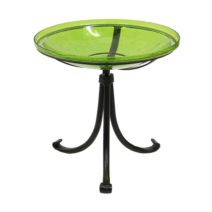 14" Fern Green Crackle Birdbath- Tripod Stand for wholesale by ACHLA Designs