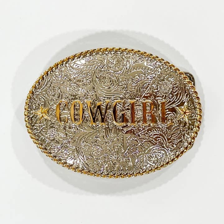 Cowgirl Silver and Gold Stars Belt Buckle by Bourbon Cowgirl and other Purchase Wholesale custom belt buckles. Free Returns & Net 60 Terms on Faire trending on Faire.