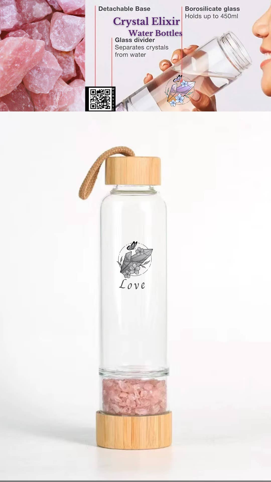 Juicey Gems – Großhandel Trinkflaschen – KOMBI-PAKET A Quarz-Kristall-Wasserflaschen5